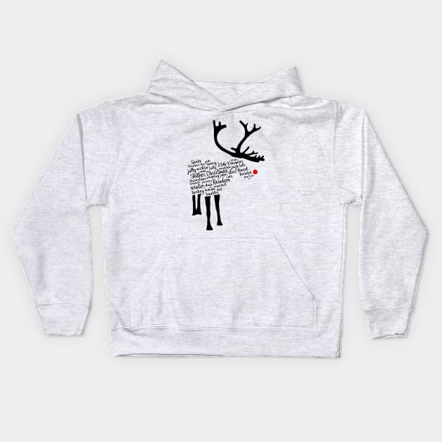 Rudolph Typography Kids Hoodie by Byway Design